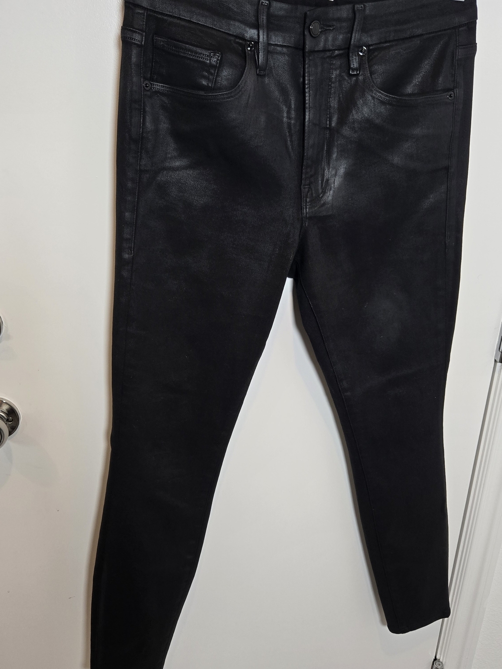 Good American Black Coated Skinny Jeans
